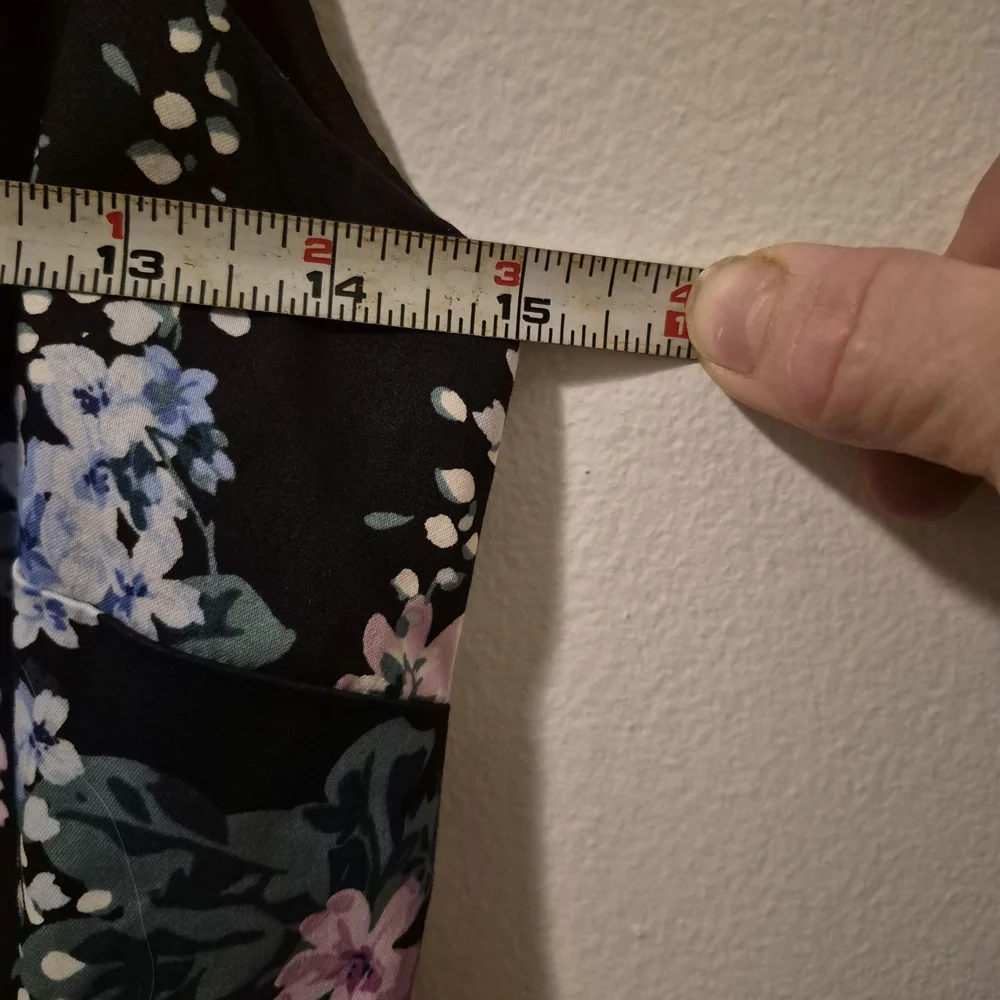 Talbots Black Floral Sateen Fit And Flare Midi Dress with Pink and Blue Blooms - Picture 8 of 9